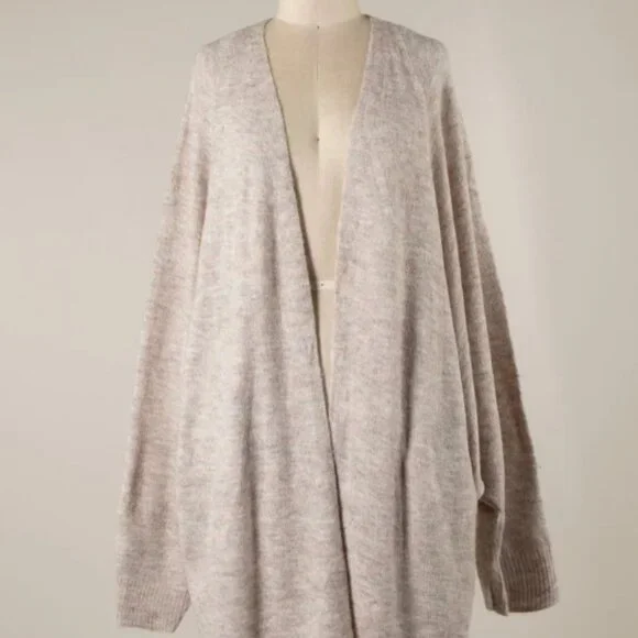NWOT Wool Blend Oversized Very Soft Tan Open Front Knit Cardigan - Picture 5 of 13